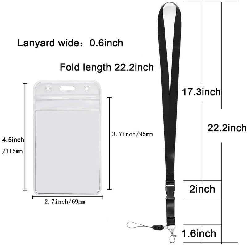 YOUOWO 1 Pack Clear ID Badge Holder Vertical with Black Lanyards,Neck Strap Detachable Buckle Enhanced Breakaway Quick Release Safety Lanyard with Name Tag Card Holders - Image 2